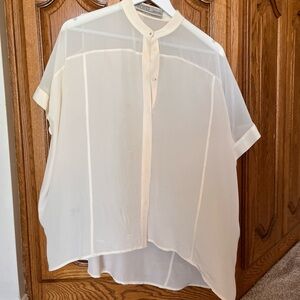 Allsaints silk fleet shirt ivory size 8